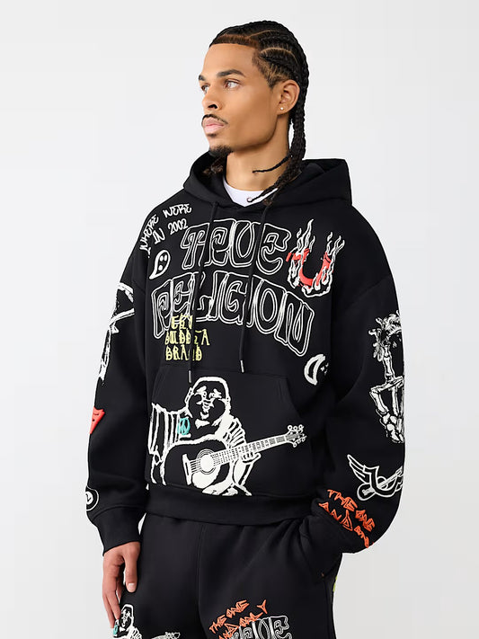 SKETCHED LOGO BOXY HOODIE