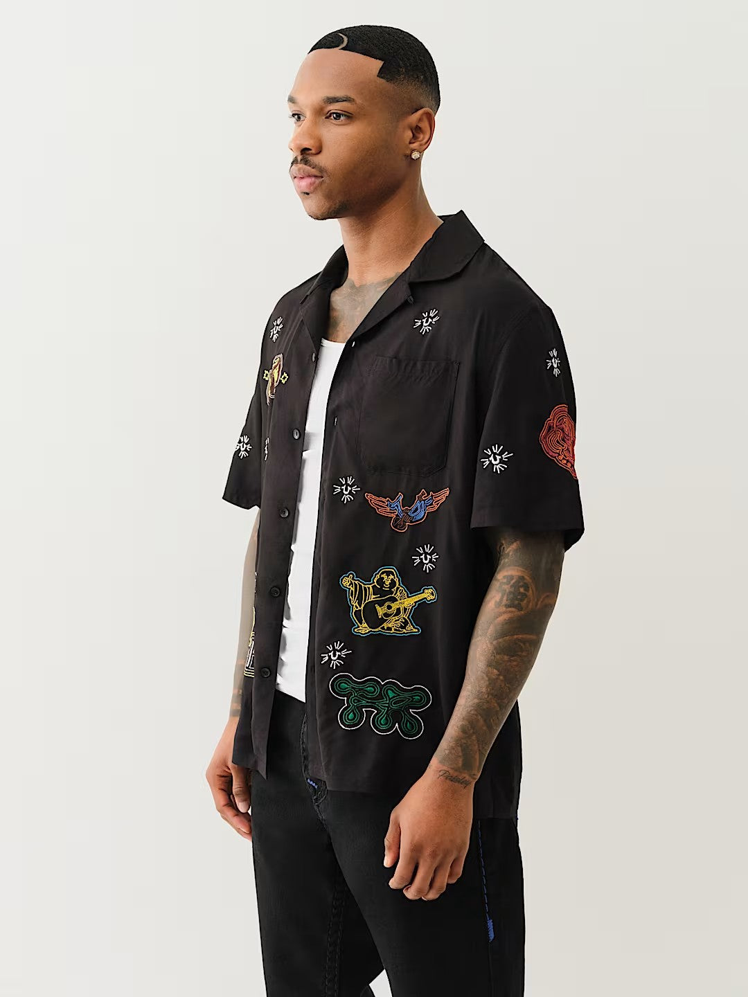 SS CAMP SHIRT ALLOVER EMBRO