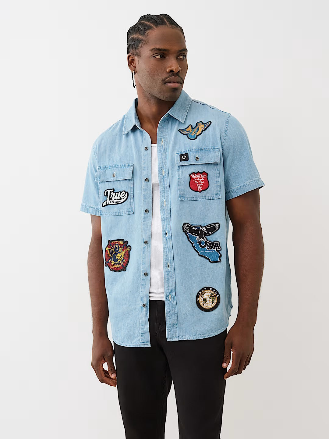 CHAMBRAY SS WRKWR SHRT W PATCH