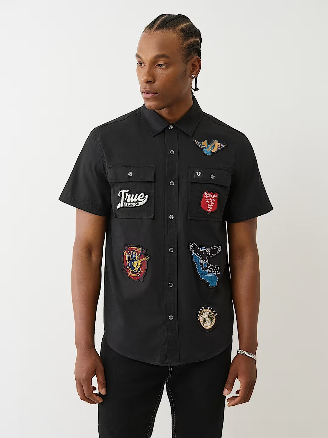 CTN SS WRKWR SHRT W PATCHES