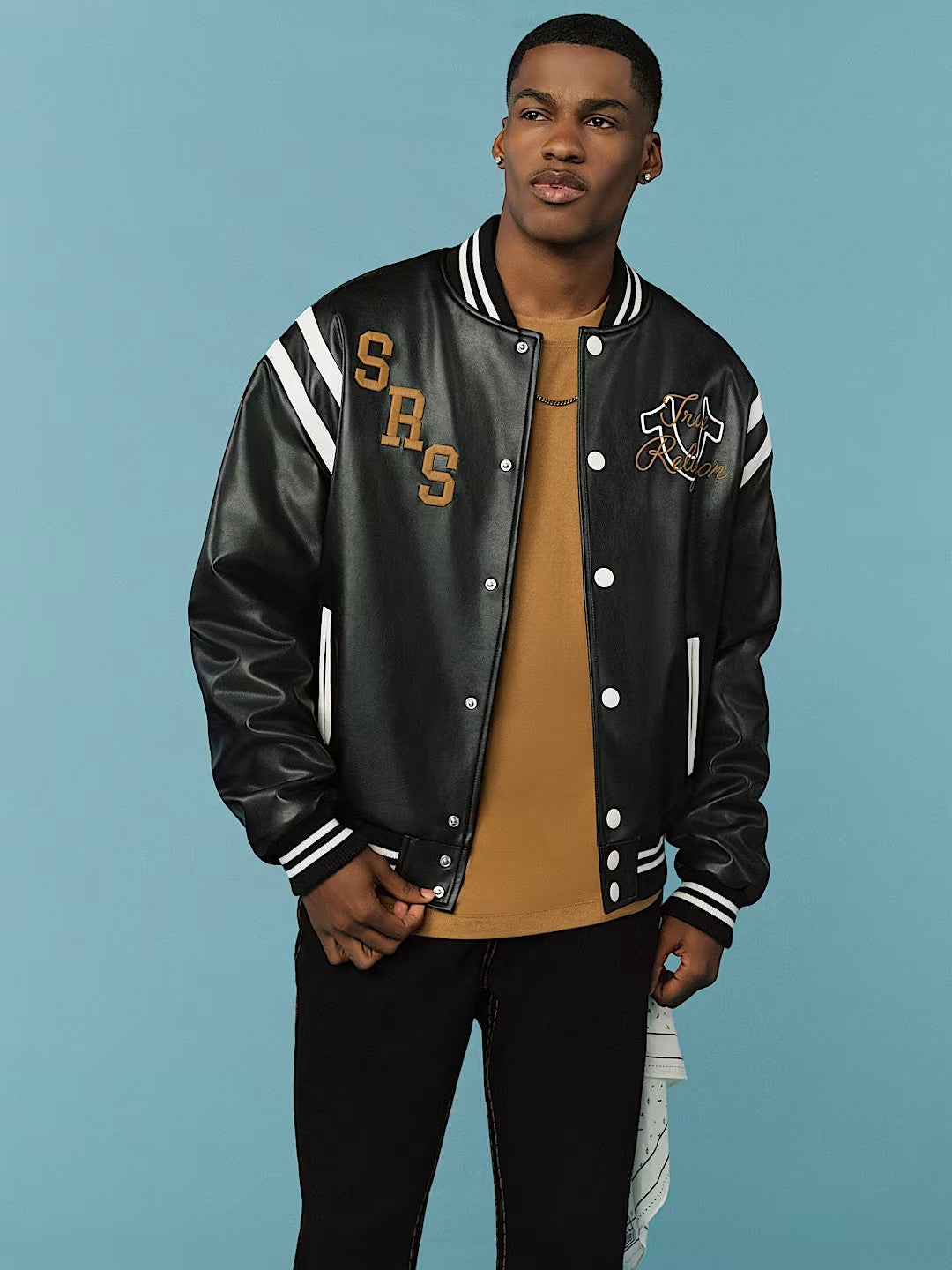 RETRO PU VARSITY JACKET