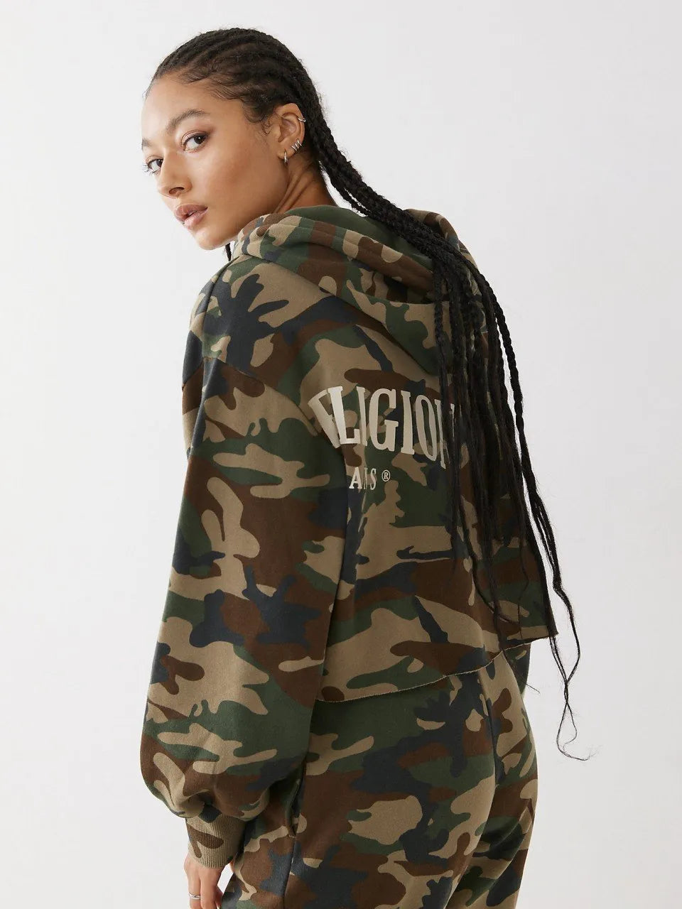 CAMO CROPPED BOXY HOODIE - TRUE RELIGION MEXICO