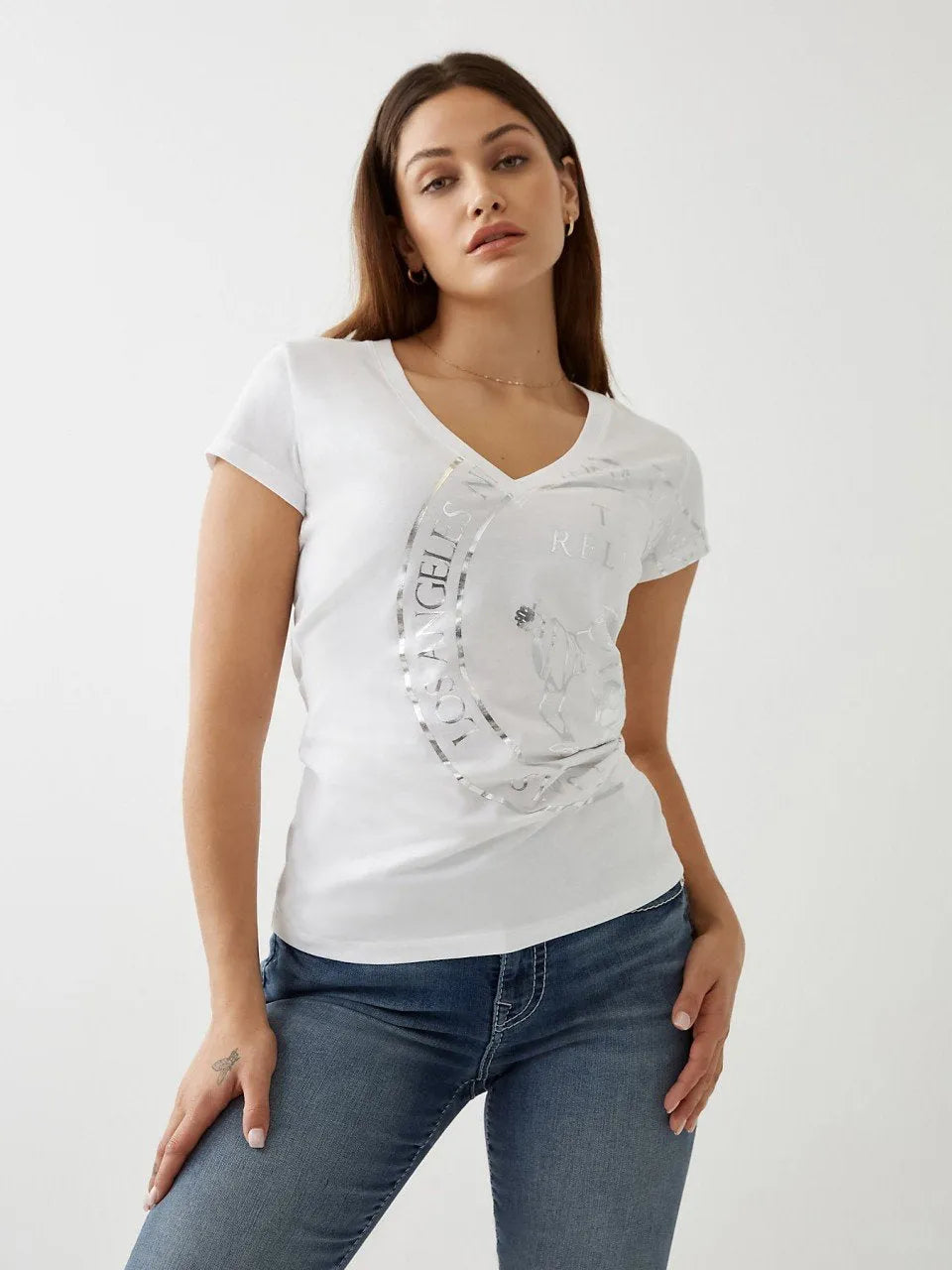 TR STAMP SLIM V NECK TEE - TRUE RELIGION MEXICO