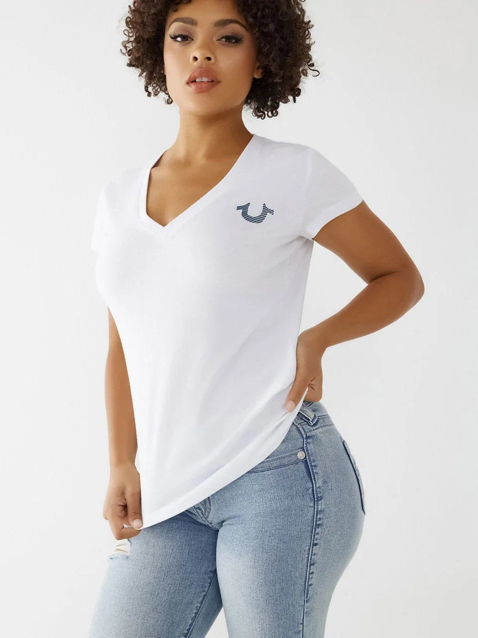 GRADIENT TR SLIM V NECK TEE - TRUE RELIGION MEXICO
