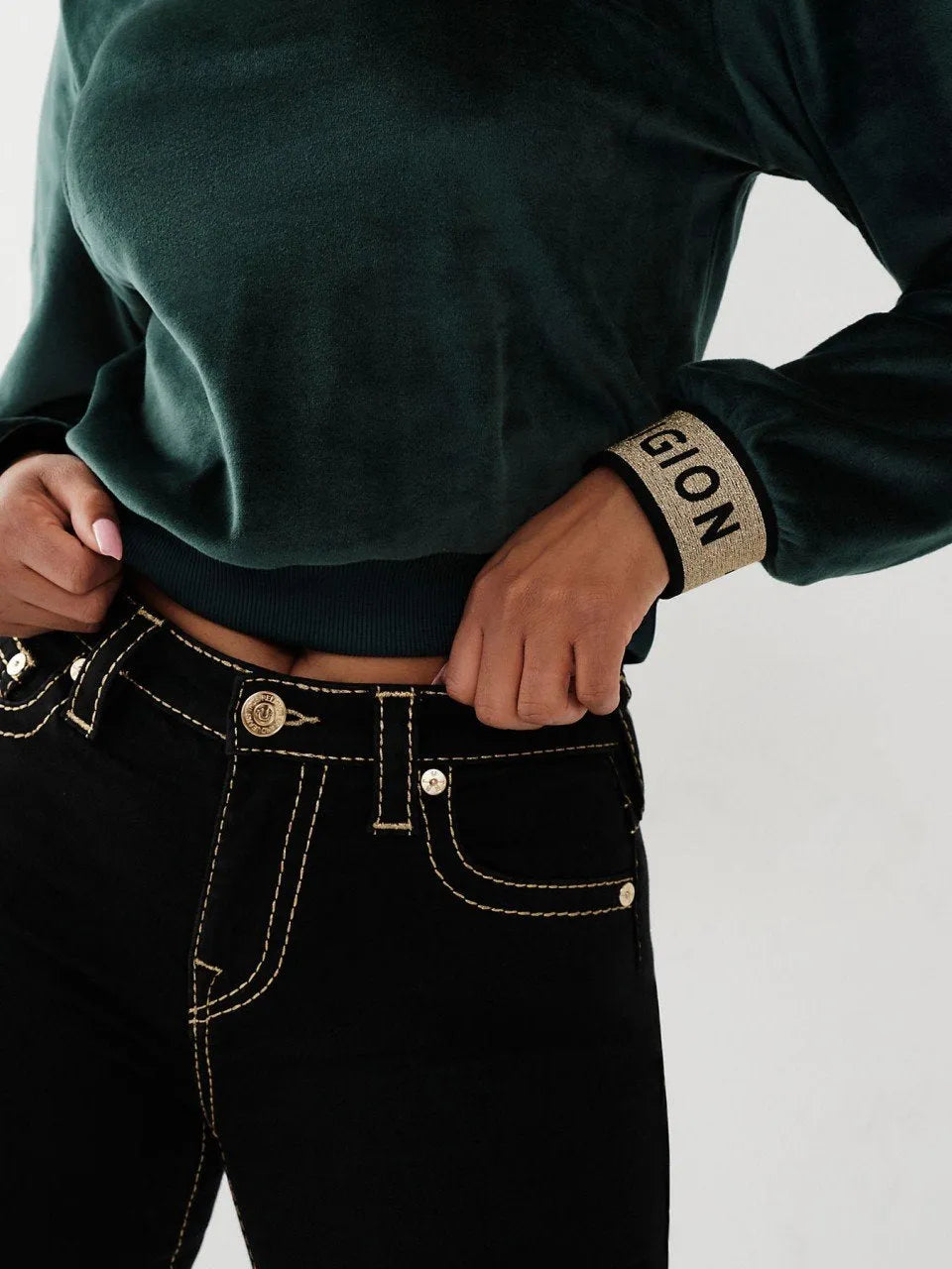 LUREX VELOUR SHRUNKEN SWEATSHI - TRUE RELIGION MEXICO