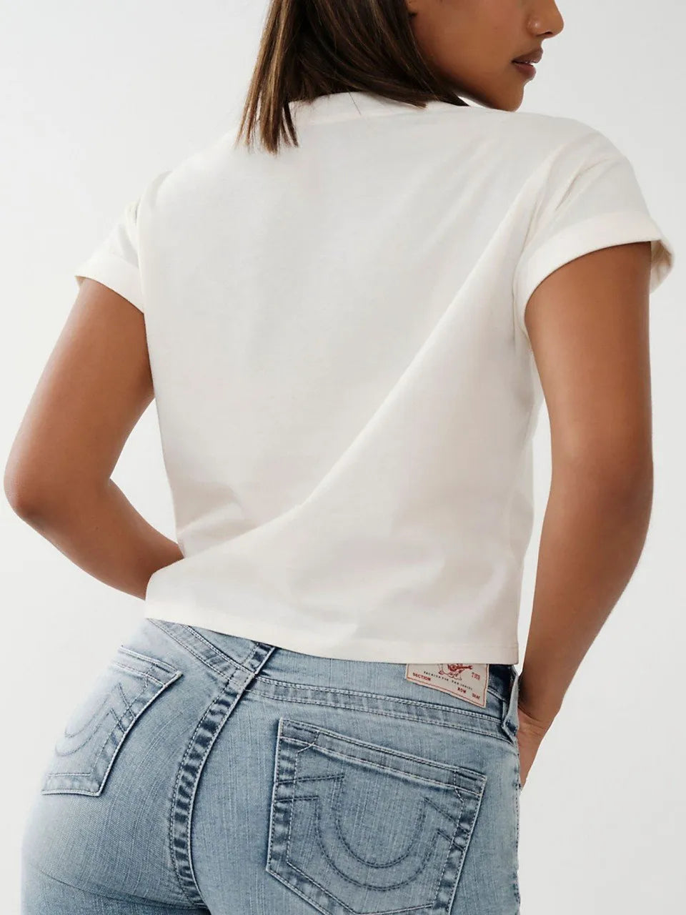 CRYSTAL SCRIPT CUFFED TEE - TRUE RELIGION MEXICO