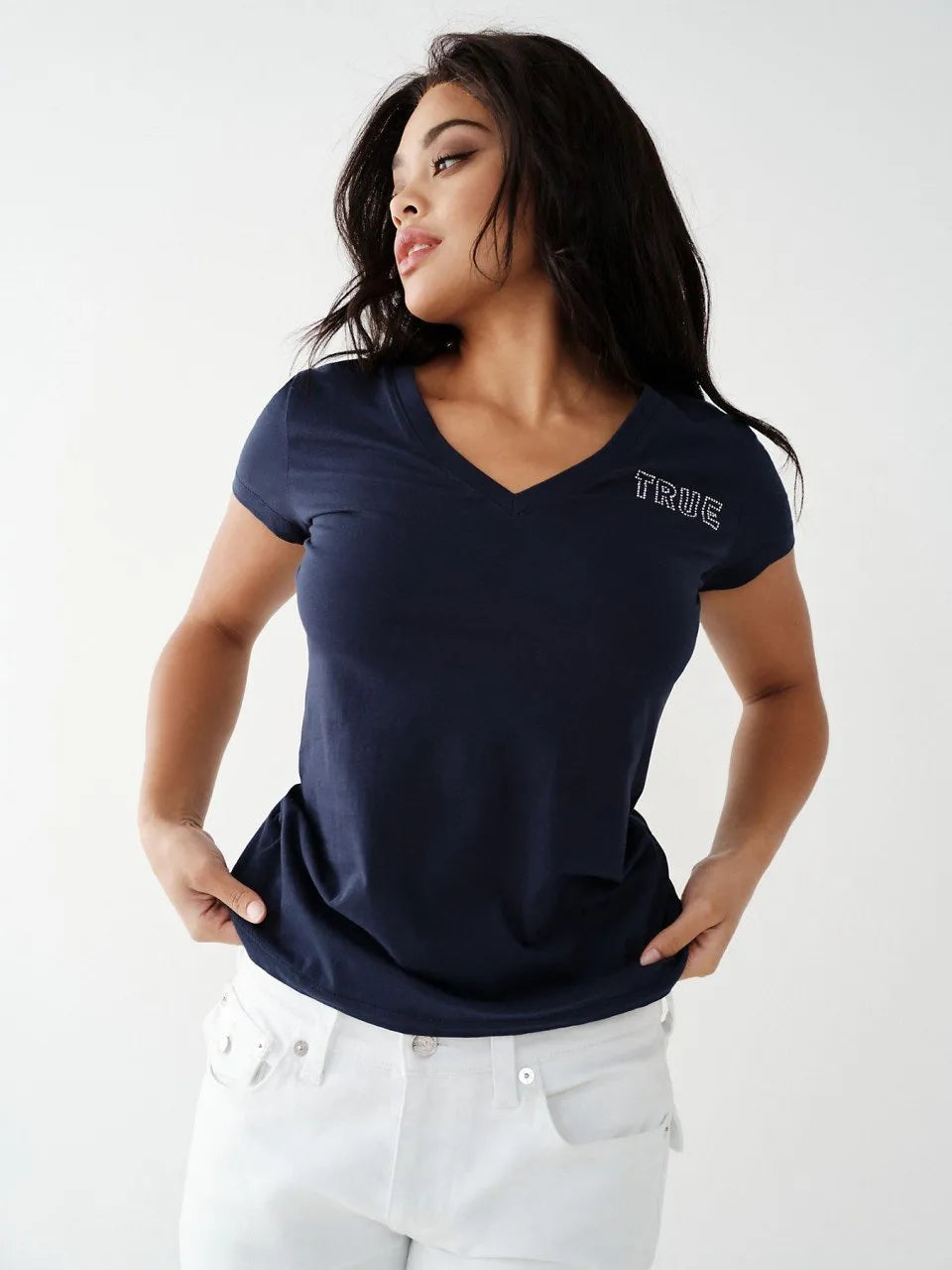 GLITTER STAMP V NECK TEE - TRUE RELIGION MEXICO