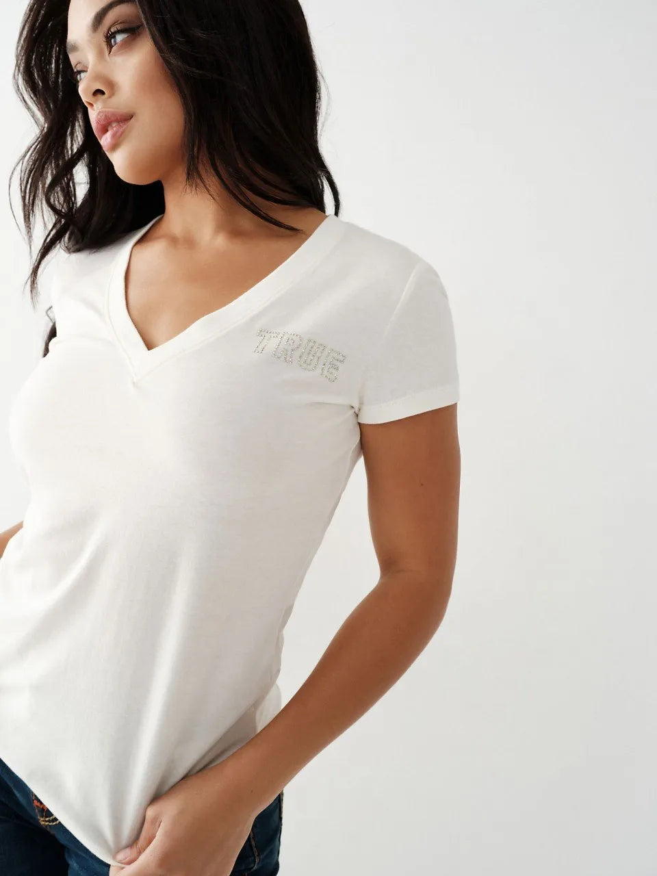 GLITTER STAMP V NECK TEE - TRUE RELIGION MEXICO