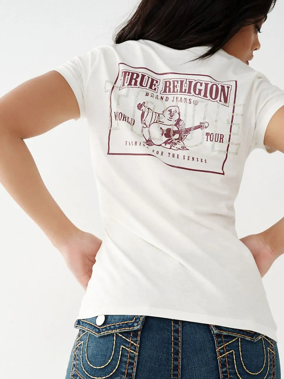 GLITTER STAMP V NECK TEE - TRUE RELIGION MEXICO