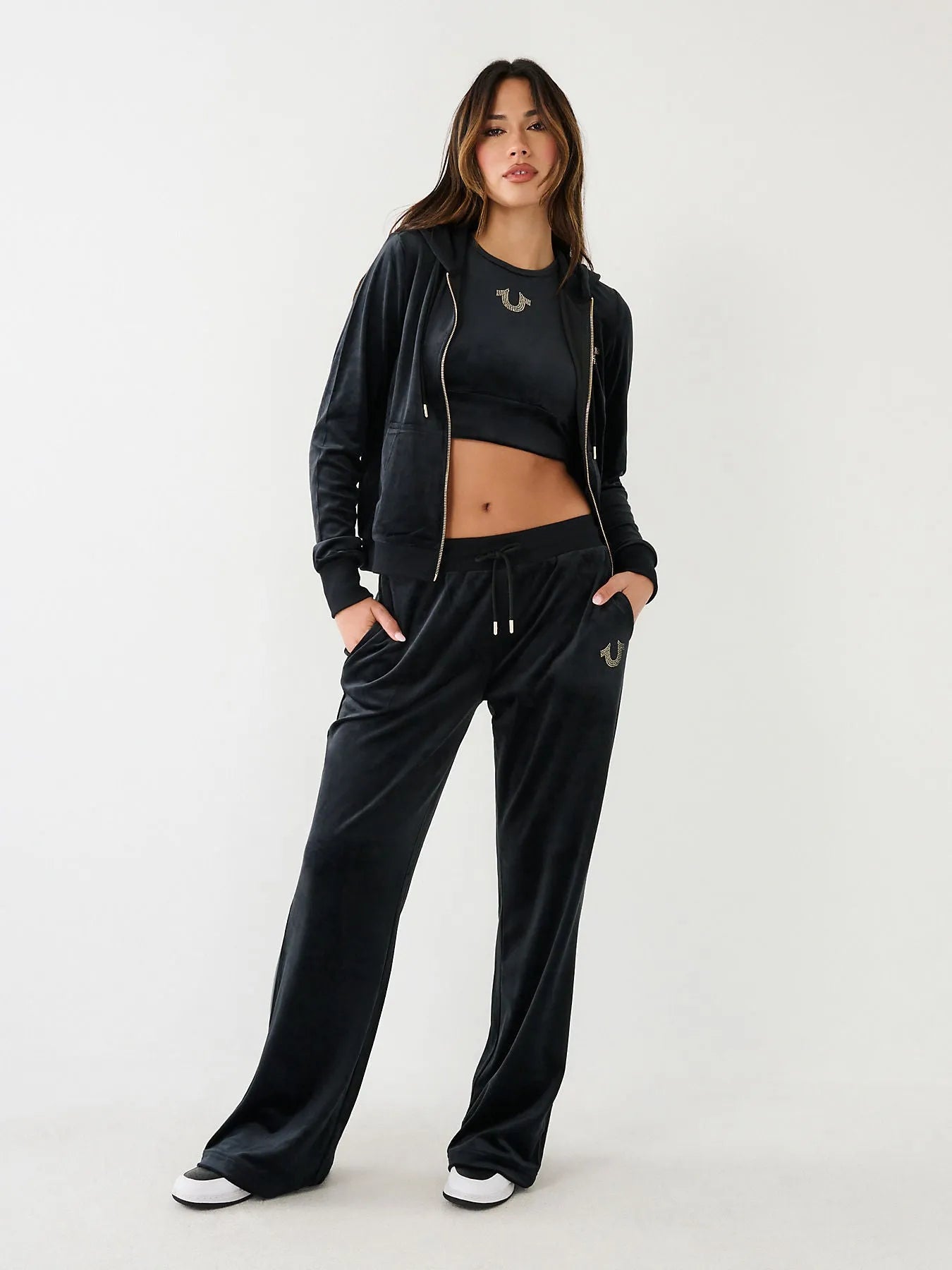 VELOUR STRAIGHT LEG PANTS