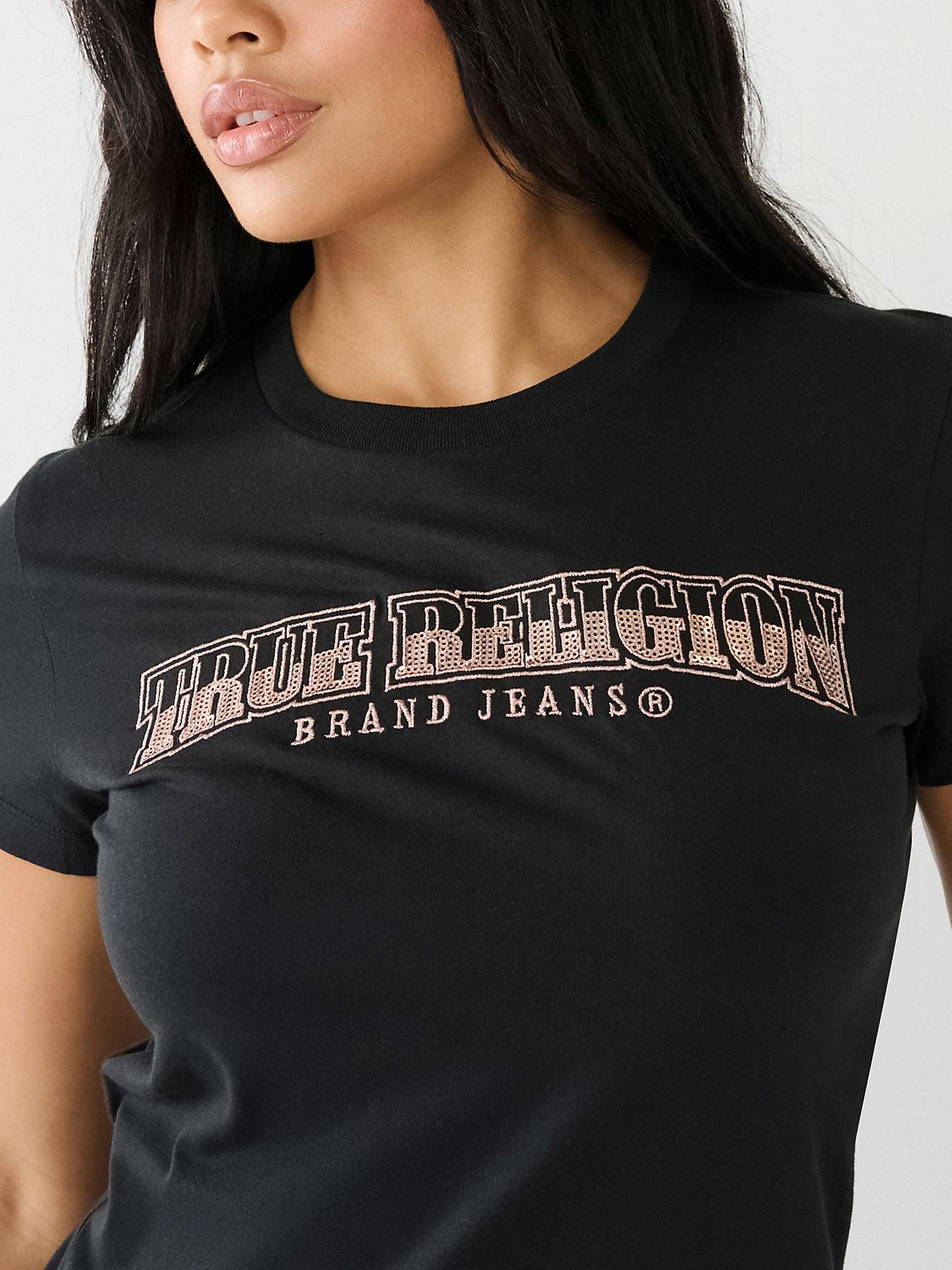 SEQUIN ARCHED LOGO SLIM CREW T - TRUE RELIGION MEXICO