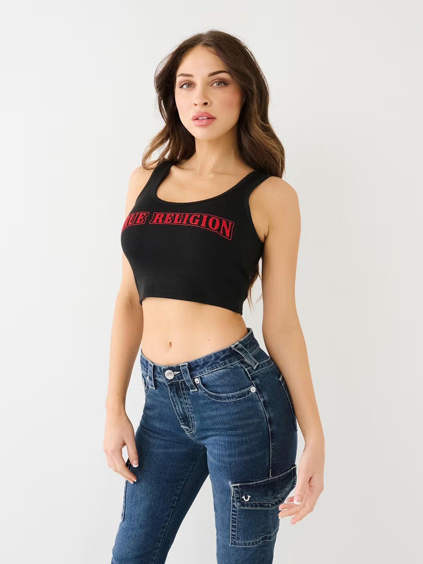 GLITTER FLOCK LOGOCROPPED TANK - TRUE RELIGION MEXICO