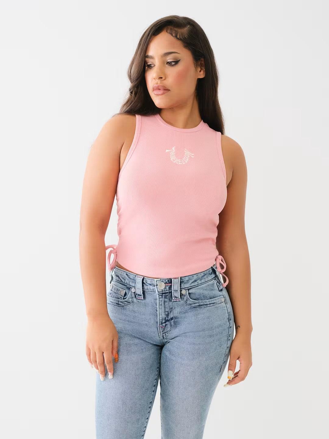 EMRBOIDERY SIDE RUCHED TANK - TRUE RELIGION MEXICO