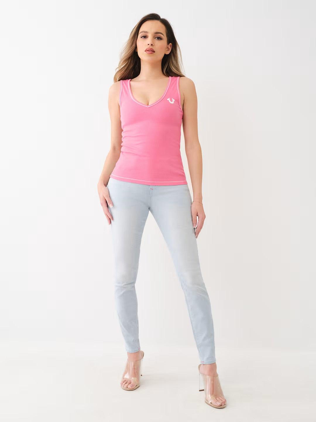 CONTRAST STITCH V NECK TANK - TRUE RELIGION MEXICO