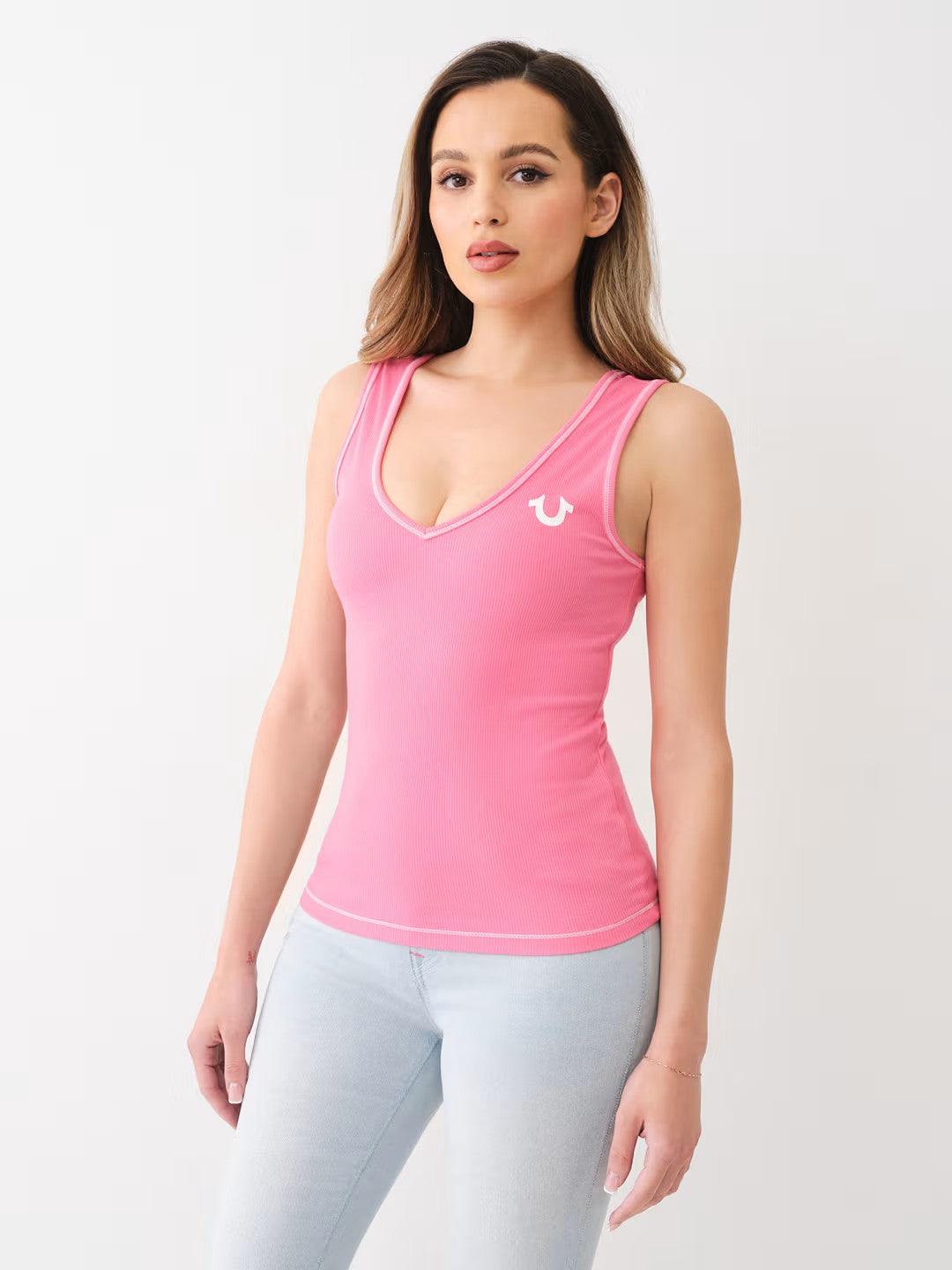 CONTRAST STITCH V NECK TANK - TRUE RELIGION MEXICO