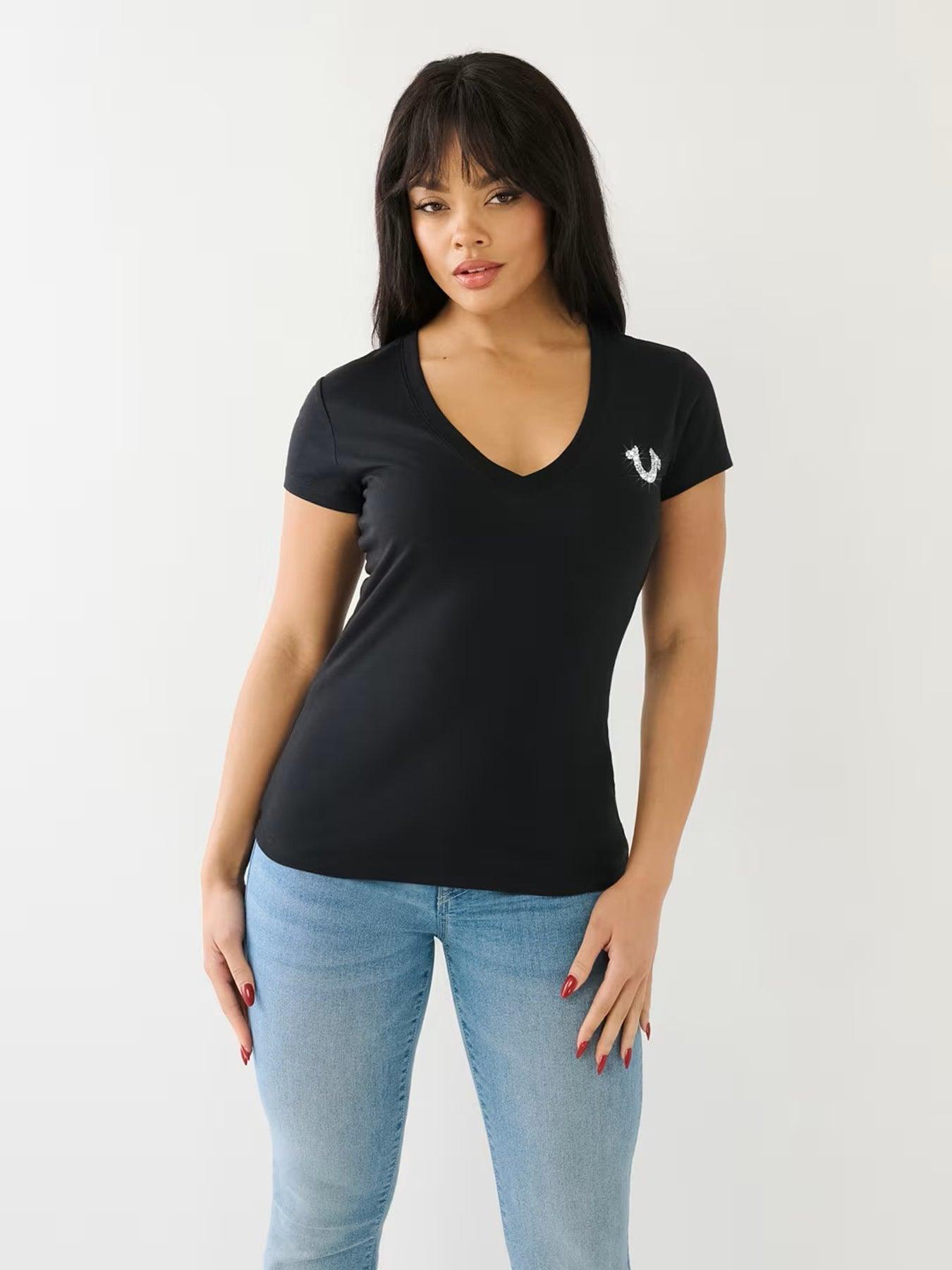 CRUSHED CRYSTAL TR V NECK TEE - TRUE RELIGION MEXICO