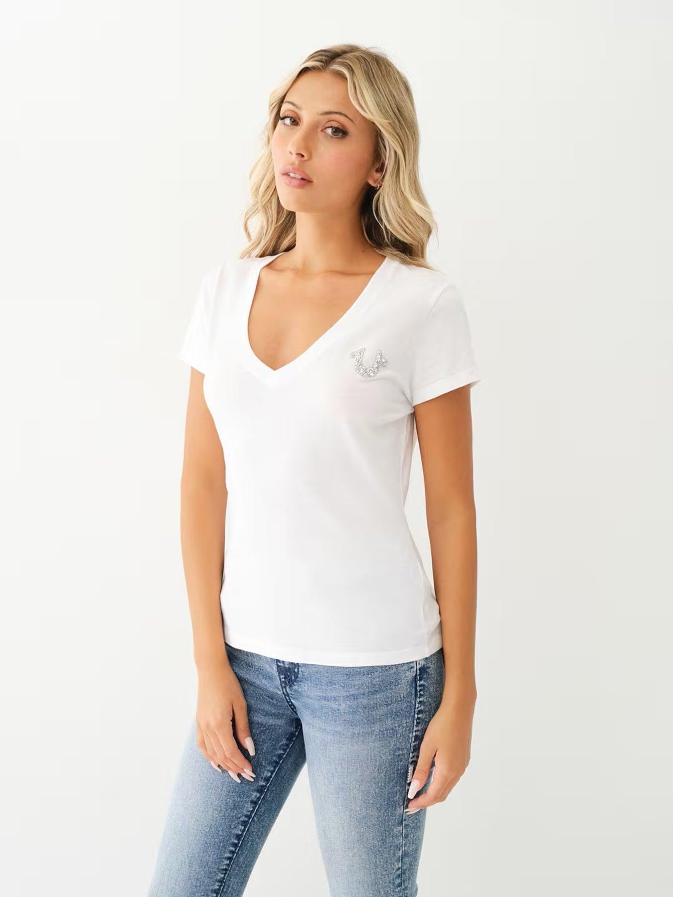 CRUSHED CRYSTAL TR V NECK TEE - TRUE RELIGION MEXICO