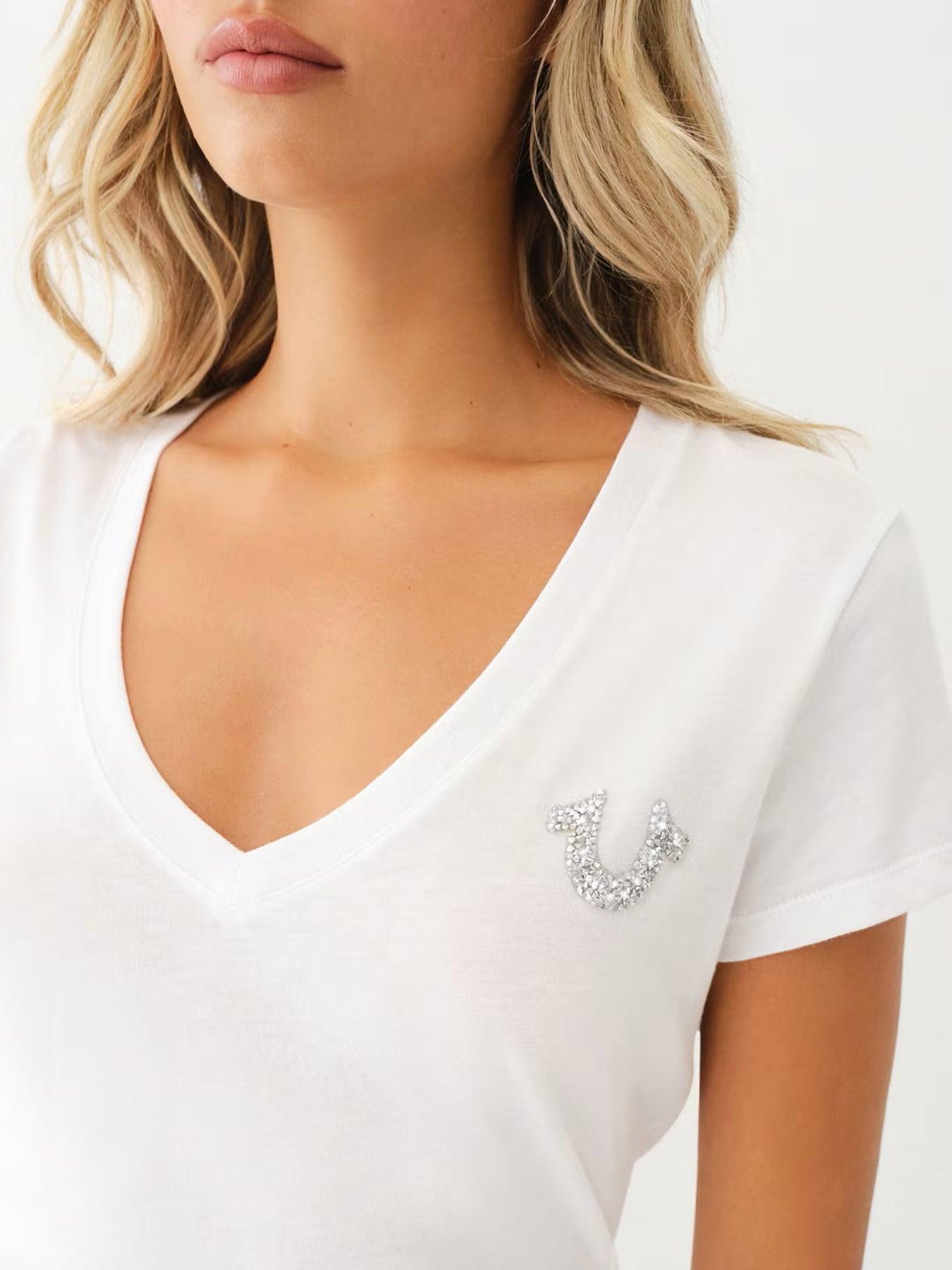 CRUSHED CRYSTAL TR V NECK TEE - TRUE RELIGION MEXICO