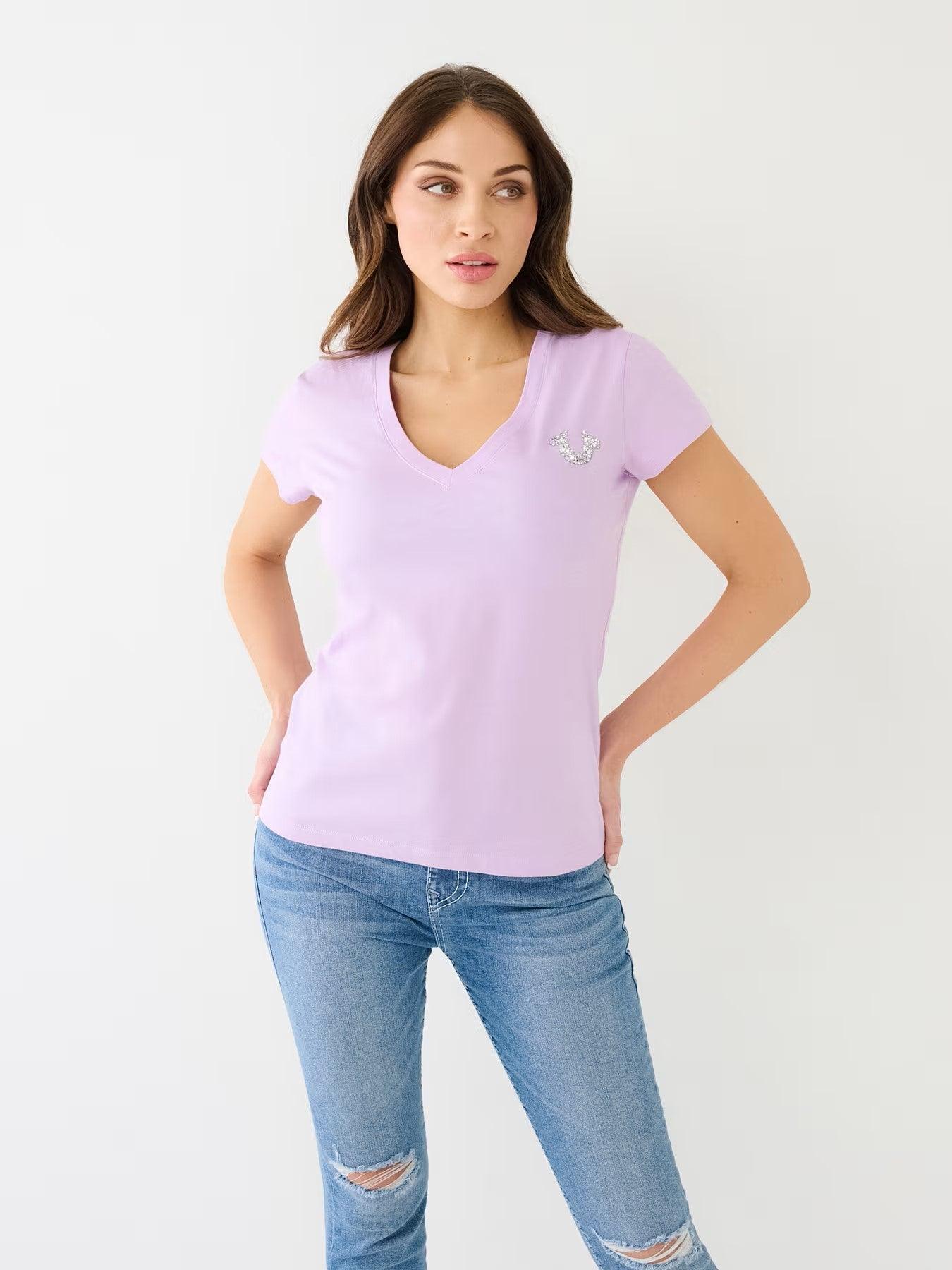 CRUSHED CRYSTAL TR V NECK TEE - TRUE RELIGION MEXICO