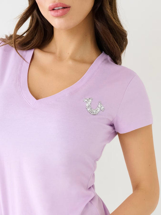 CRUSHED CRYSTAL TR V NECK TEE - TRUE RELIGION MEXICO