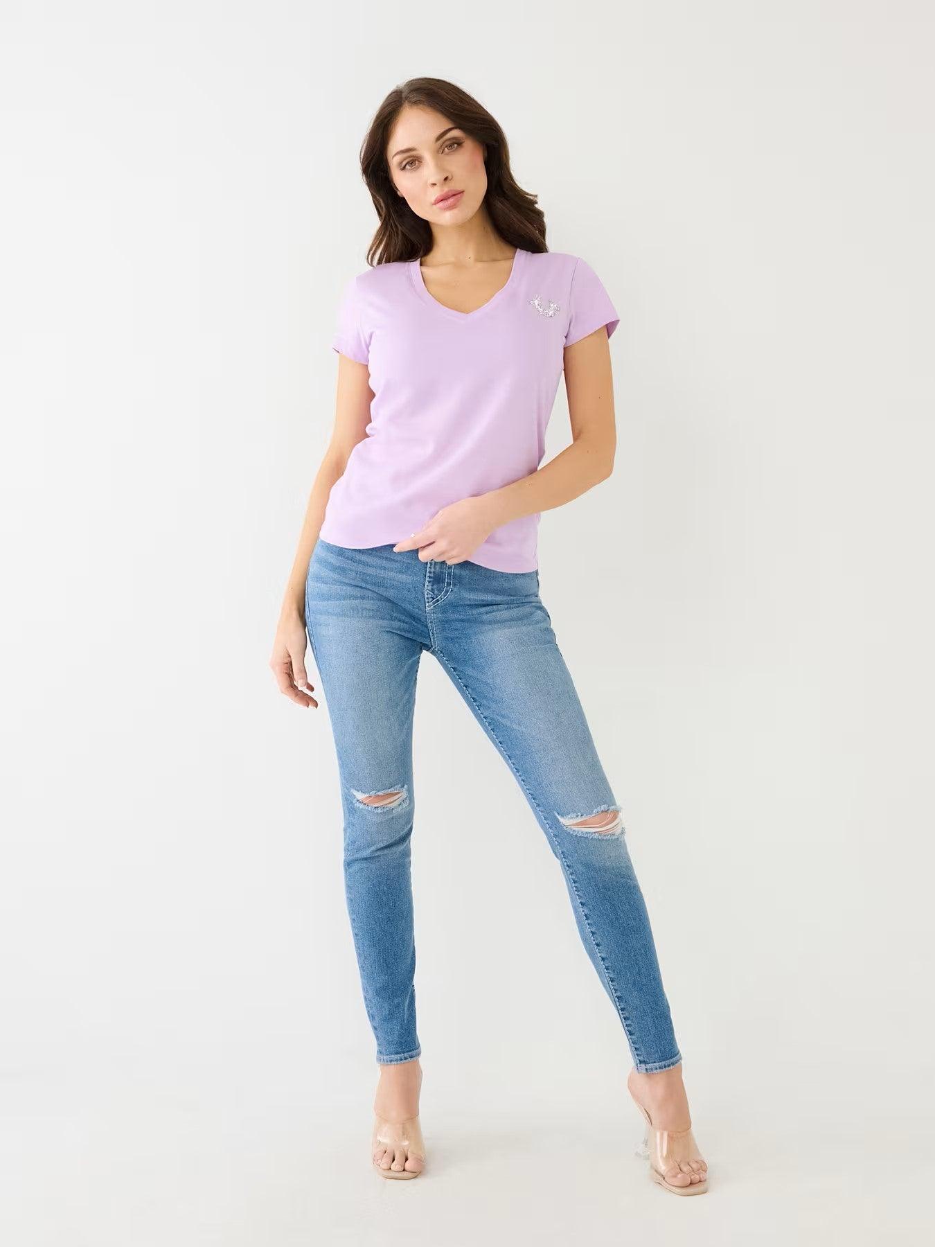 CRUSHED CRYSTAL TR V NECK TEE - TRUE RELIGION MEXICO