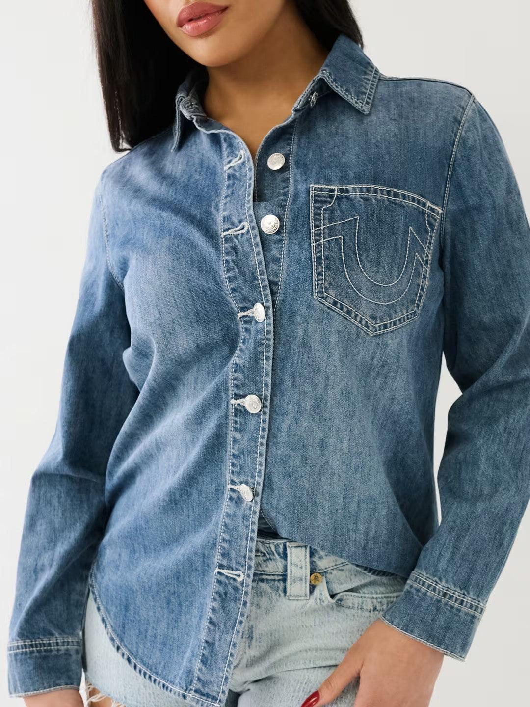 SRS LOGO DENIM SHIRT - TRUE RELIGION MEXICO