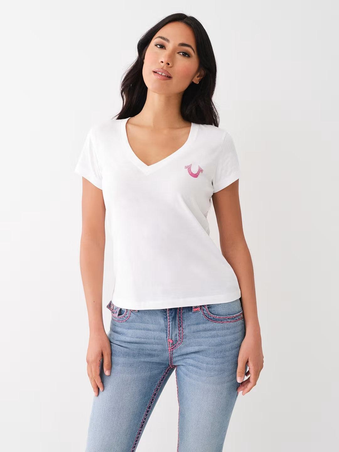 OMBRE CRYSTAL V NECK SS TEE - TRUE RELIGION MEXICO