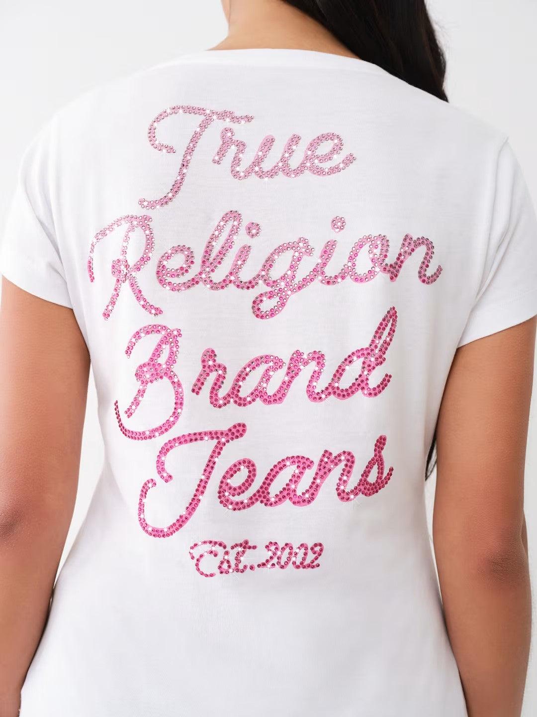OMBRE CRYSTAL V NECK SS TEE - TRUE RELIGION MEXICO