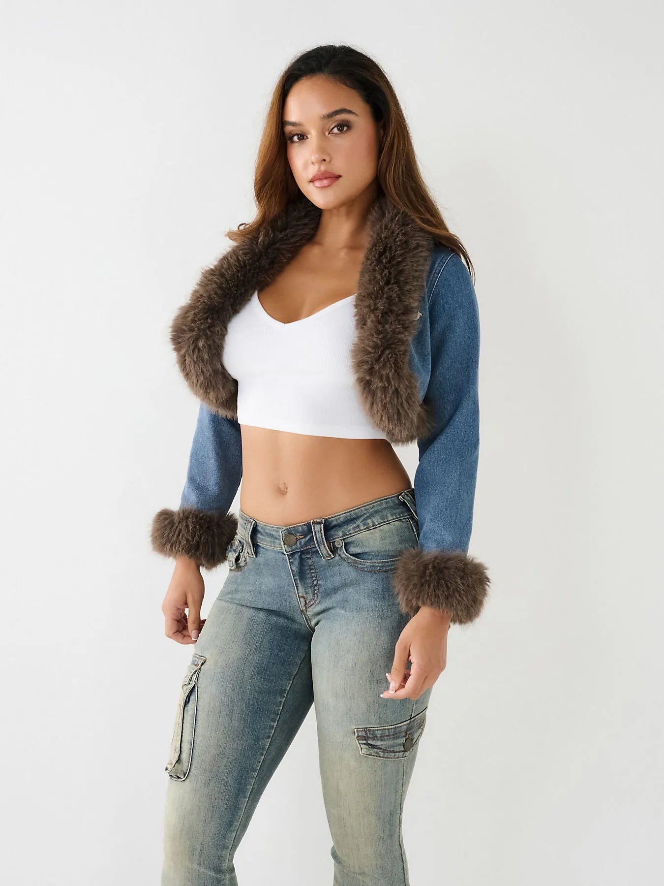 FUR TRIM DENIM JACKET