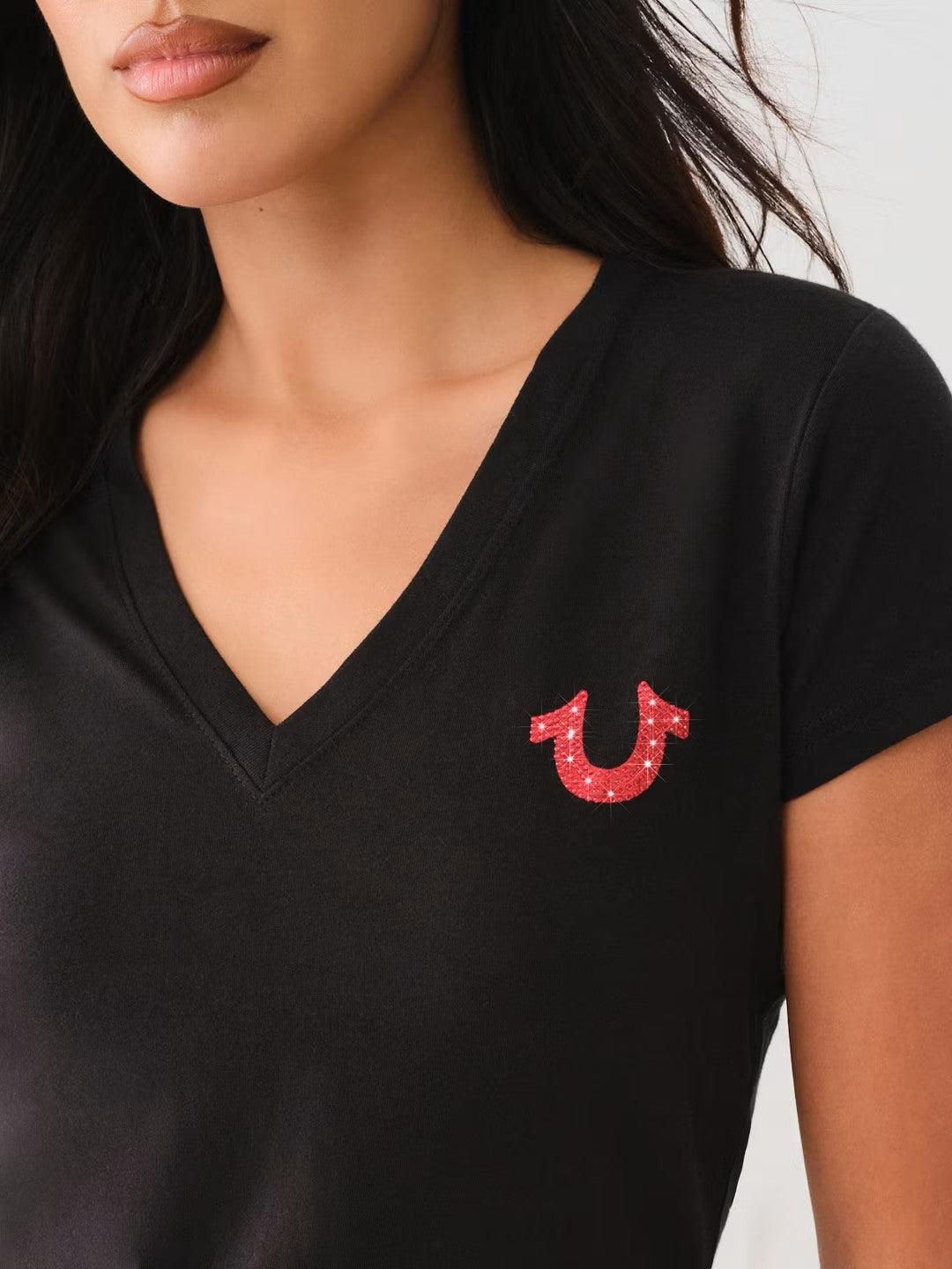 CRYSTAL LIPS V NECK TEE - TRUE RELIGION MEXICO