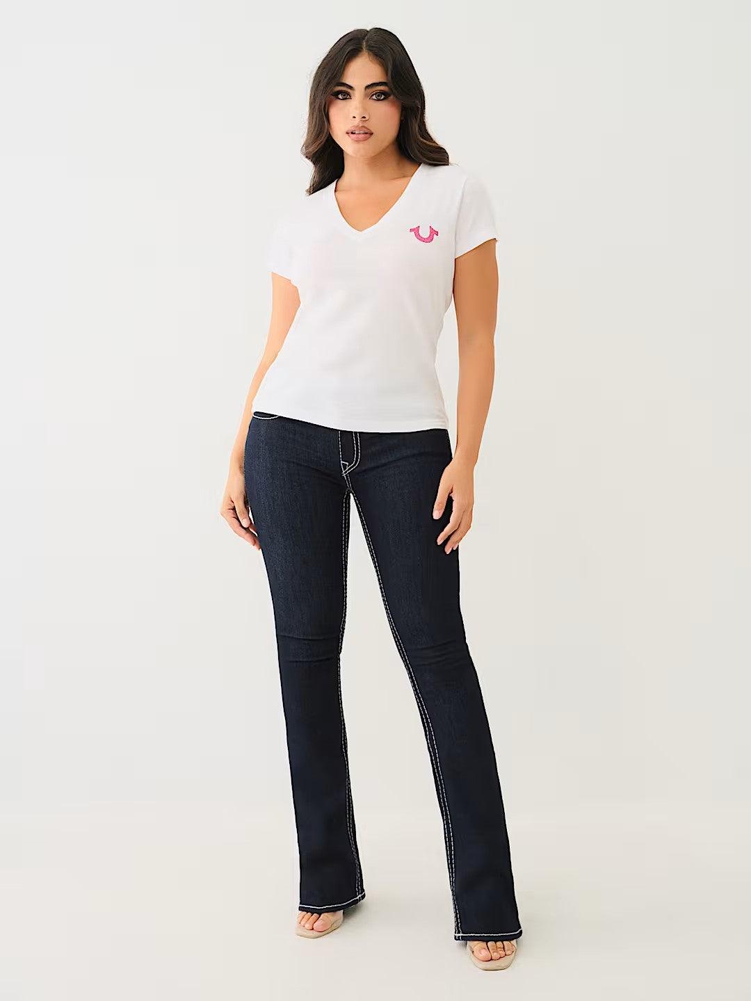 CRYSTAL LIPS V NECK TEE - TRUE RELIGION MEXICO