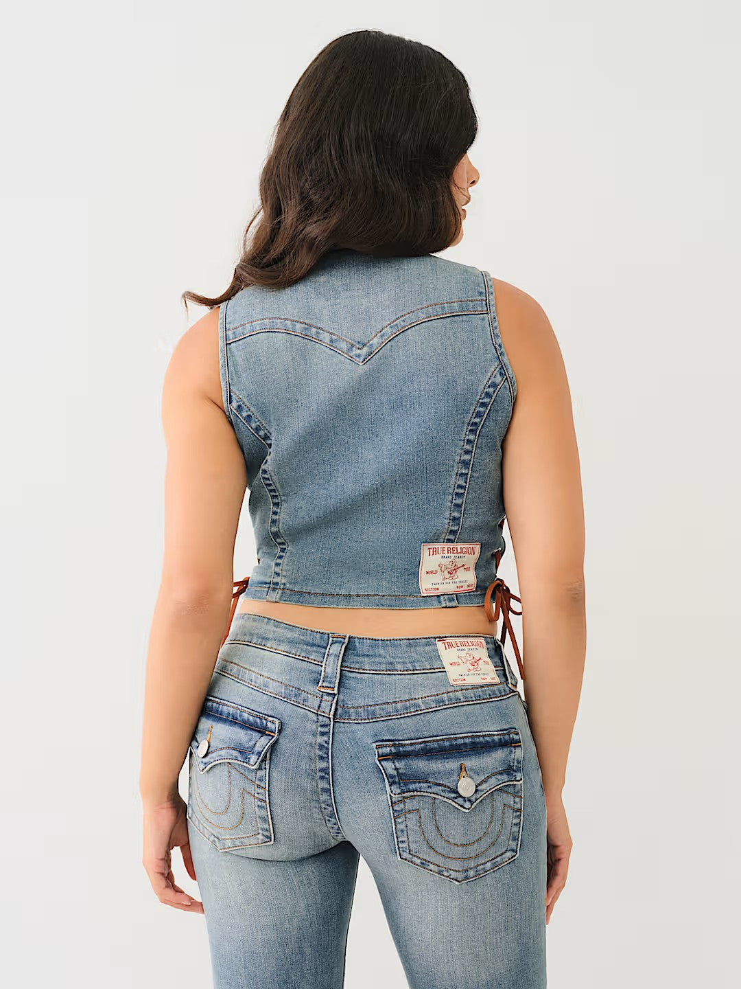 LACE UP DENIM VEST