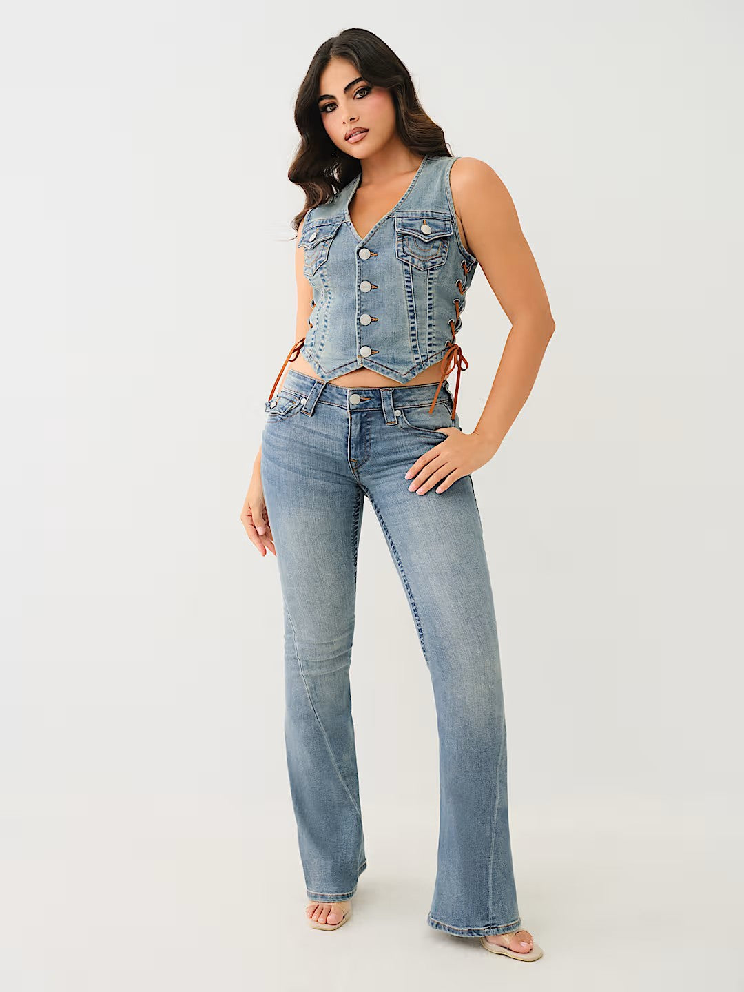 LACE UP DENIM VEST