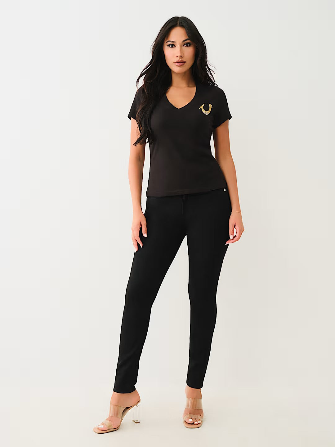 HS OMBRE CRYSTALS V NECK TEE