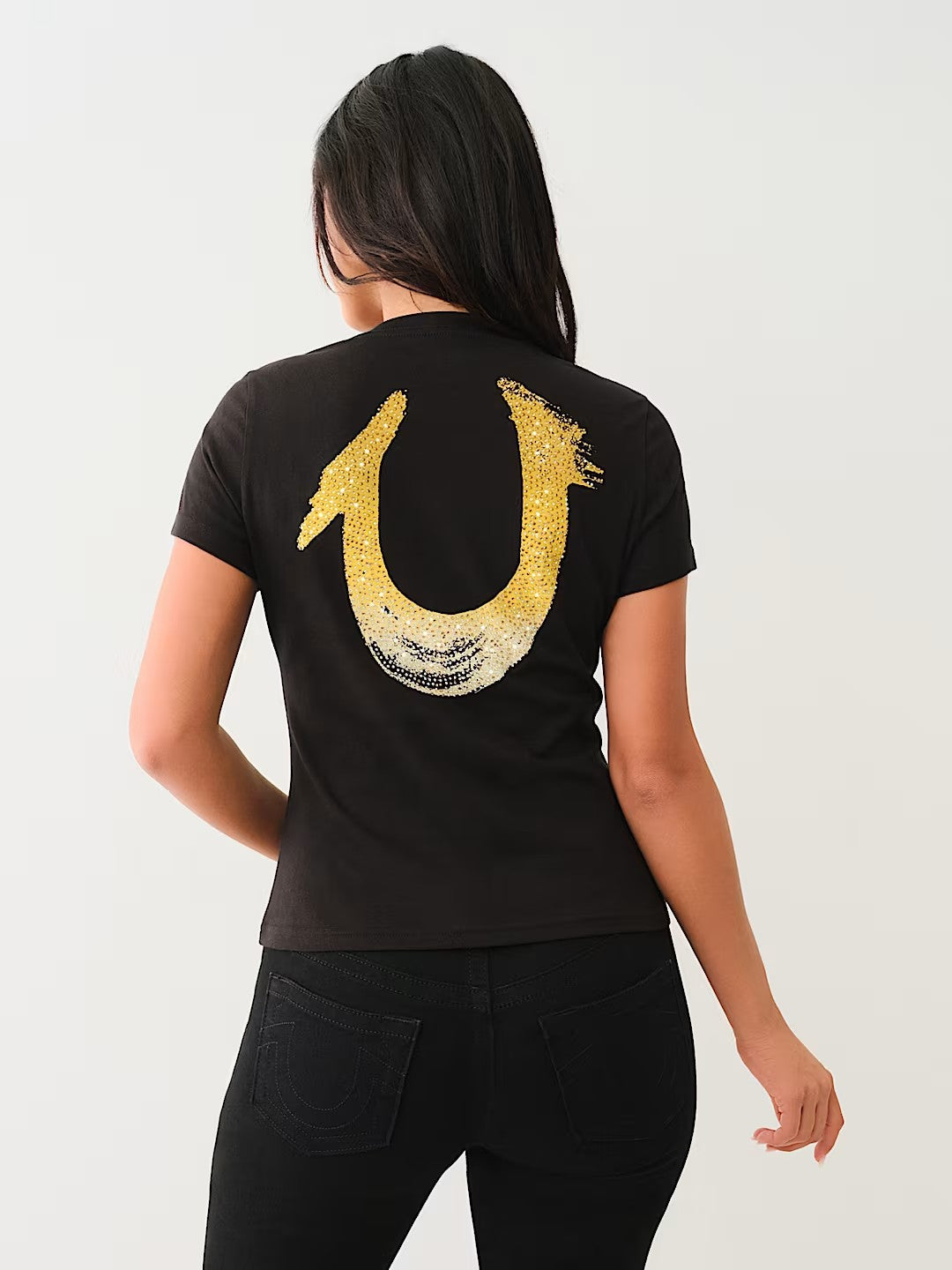 HS OMBRE CRYSTALS V NECK TEE