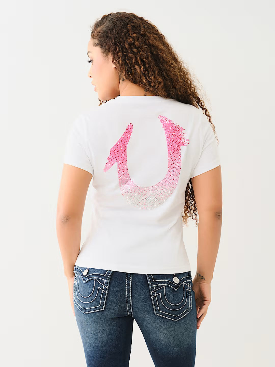 HS OMBRE CRYSTALS V NECK TEE
