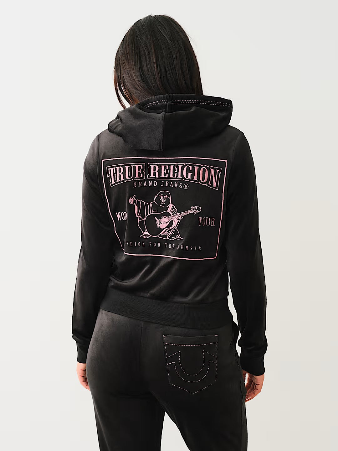 VELOUR LUREX BIG T ZIP HOODIE
