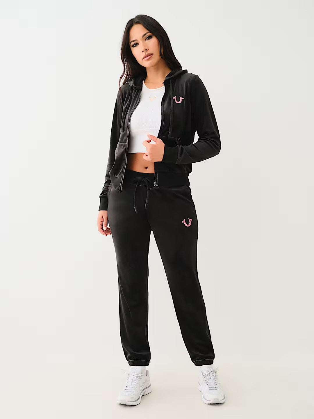 VELOUR LUREX BIG T ZIP HOODIE
