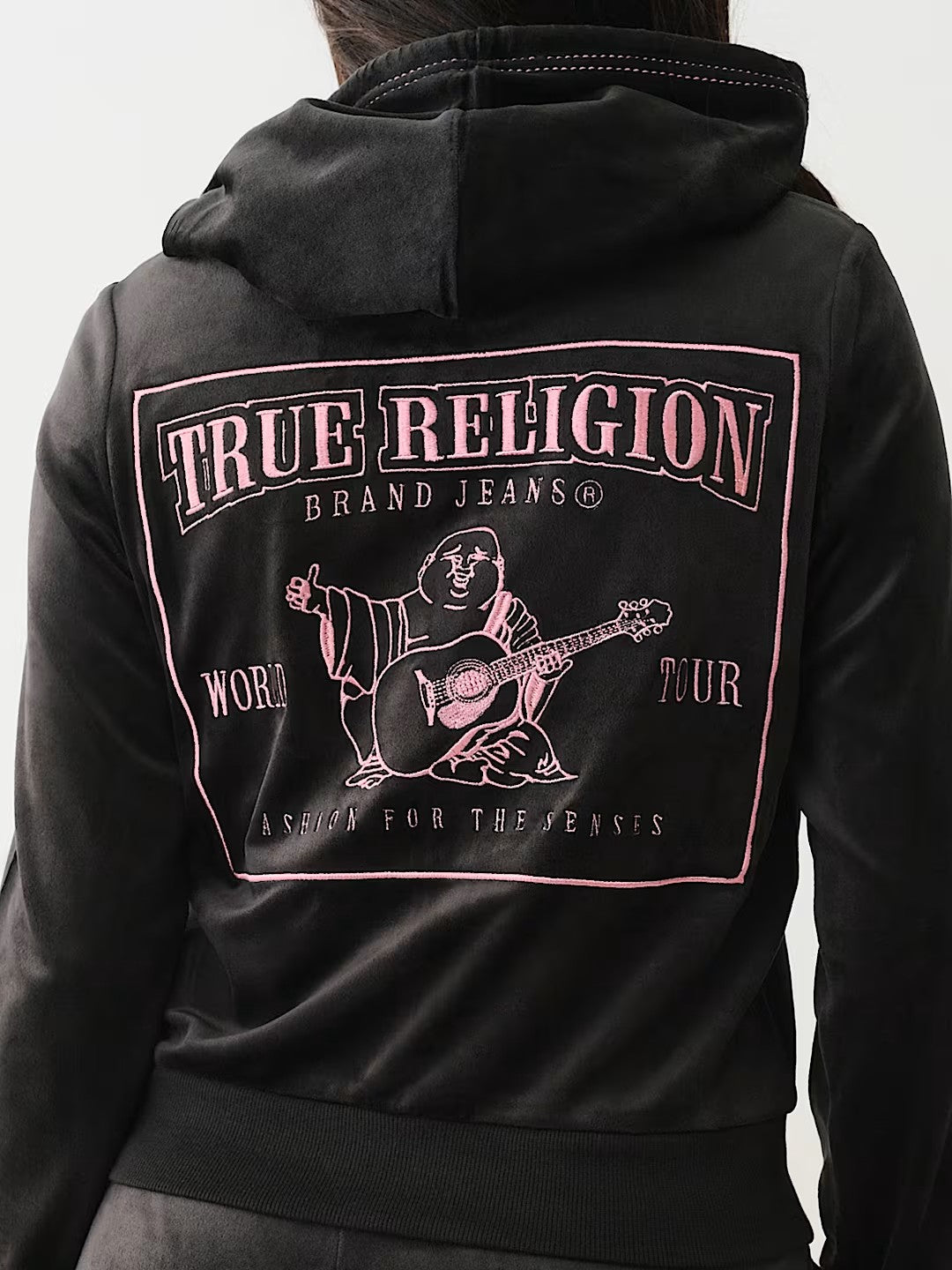VELOUR LUREX BIG T ZIP HOODIE