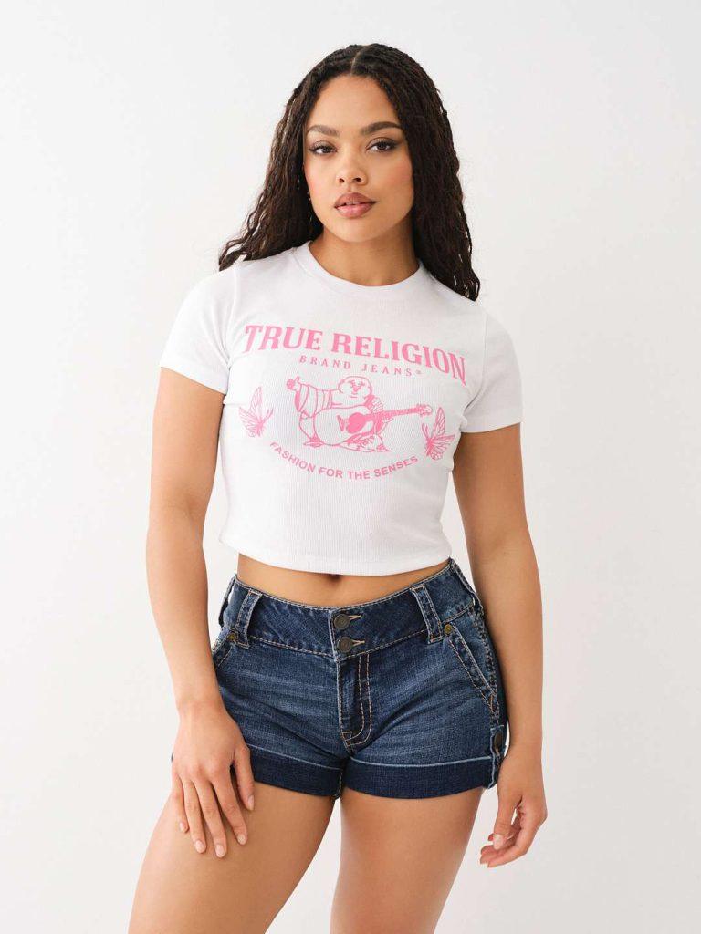 BUTTERFLY BUDDHA RIB BABY TEE - TRUE RELIGION MEXICO