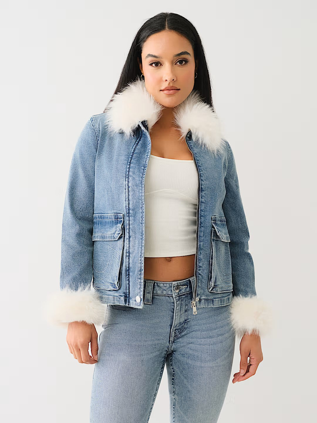 FUR TRIM DENIM JACKET