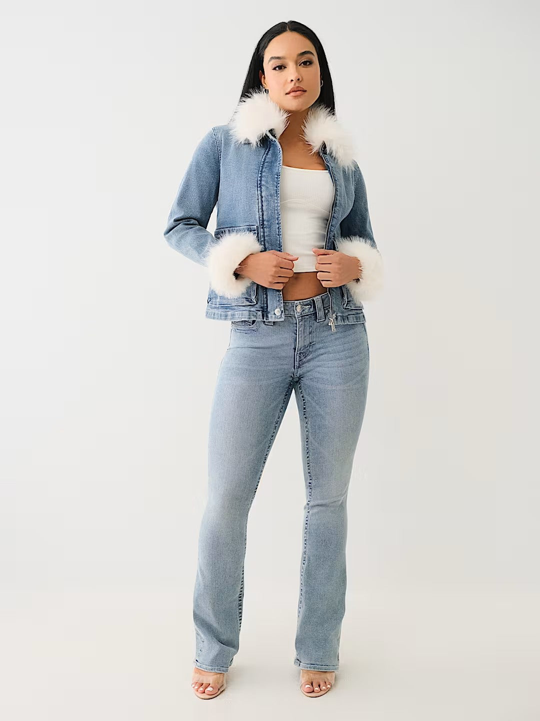 FUR TRIM DENIM JACKET