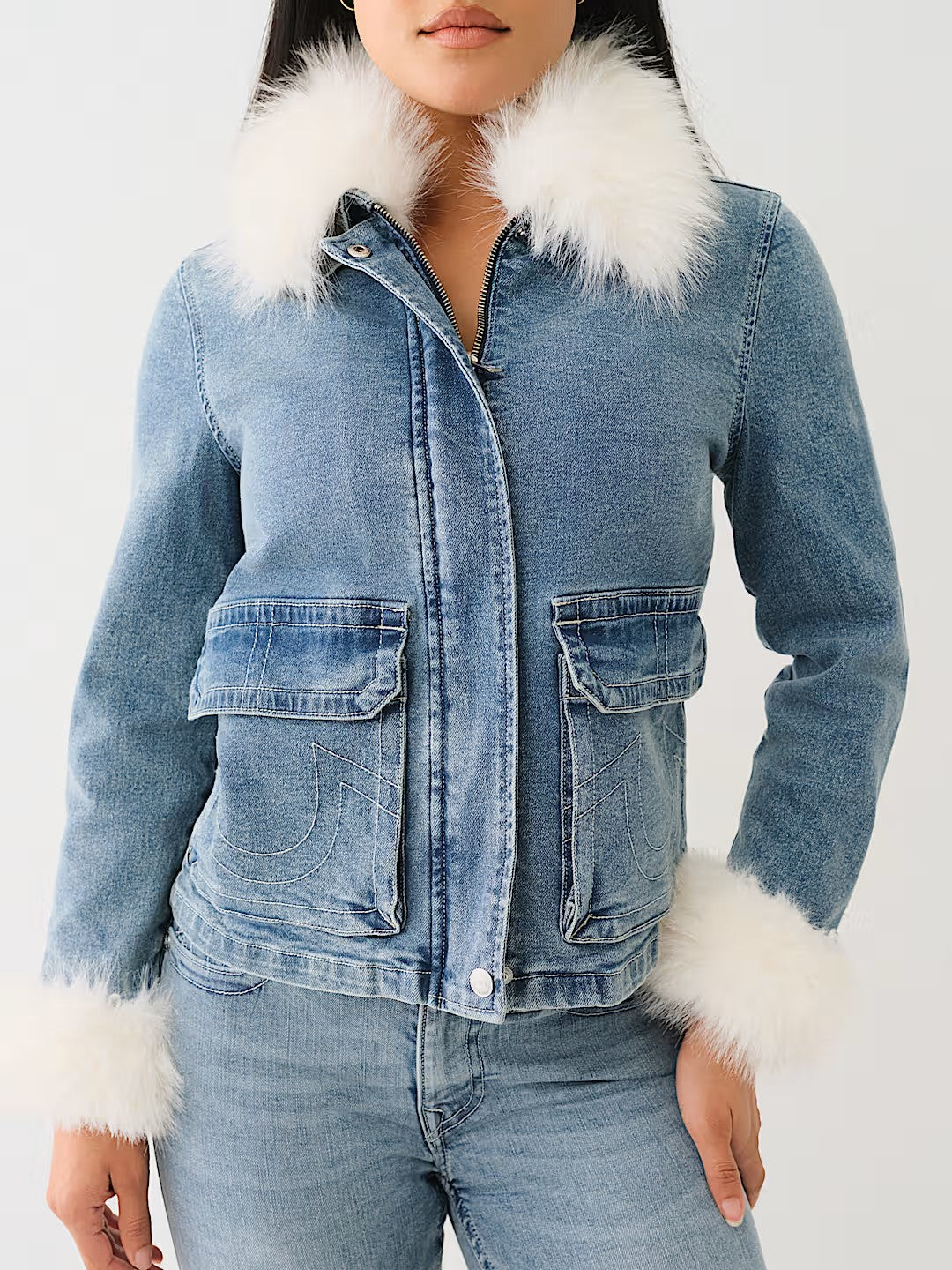 FUR TRIM DENIM JACKET