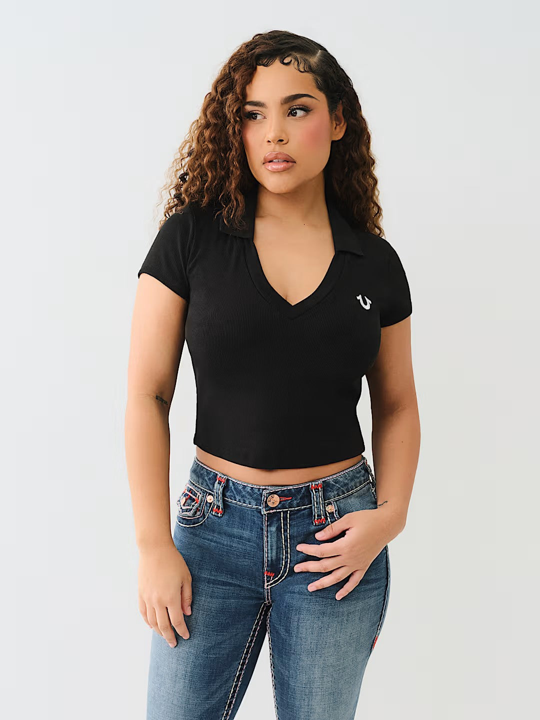 HS POLO DEEP V RIB TOP
