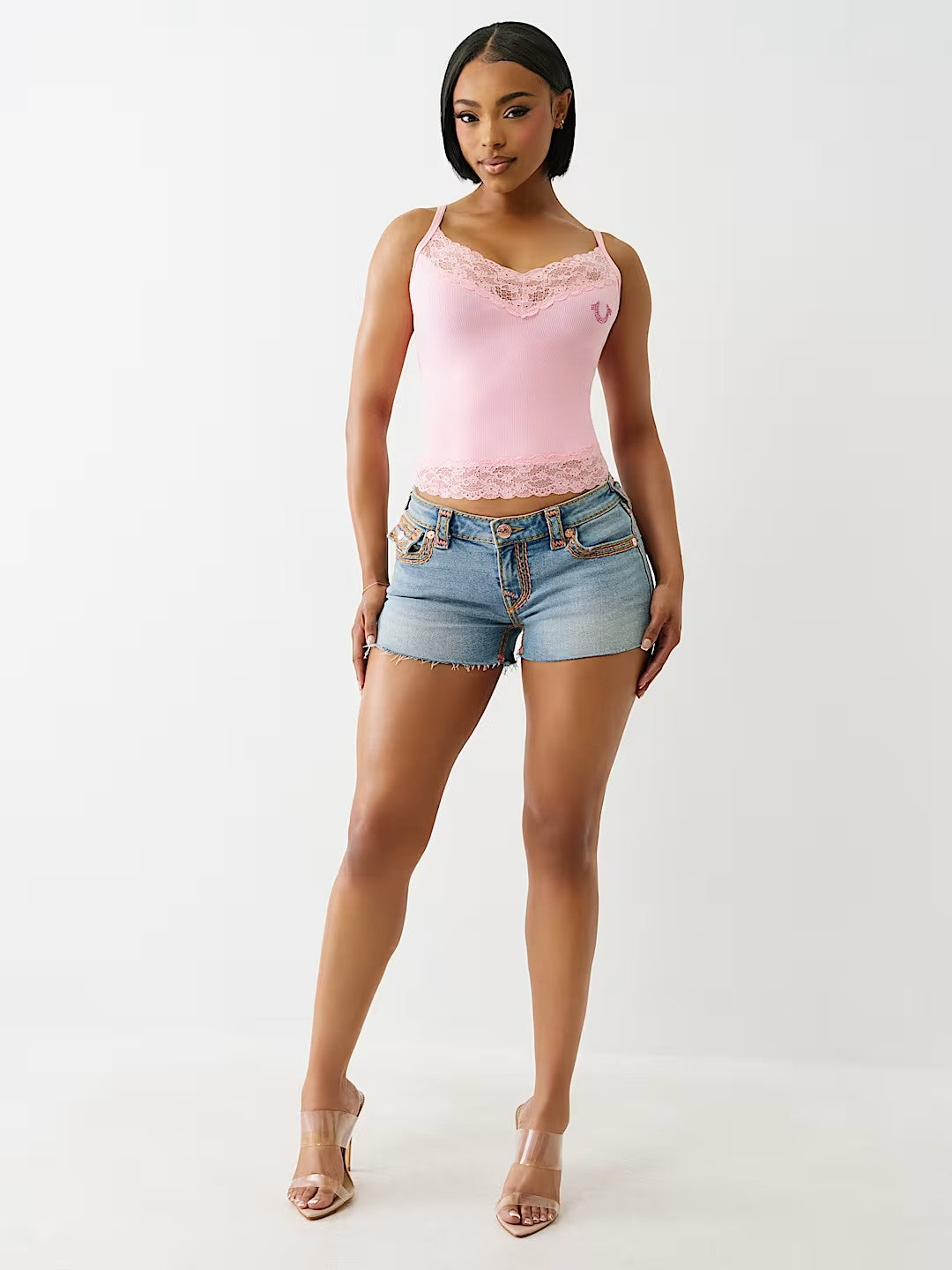 HS CRYSTL EMBROIDERY LACE TANK