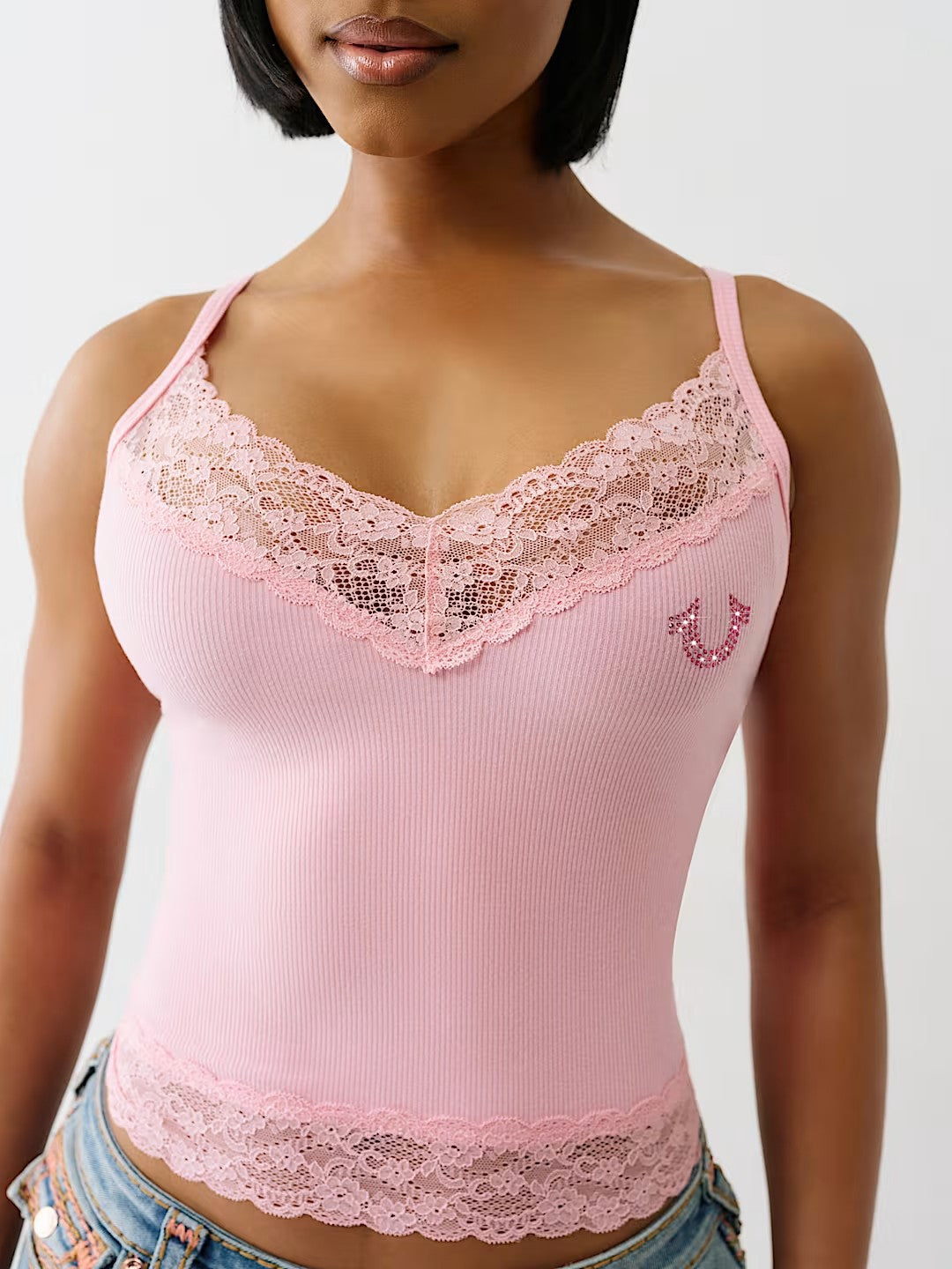 HS CRYSTL EMBROIDERY LACE TANK