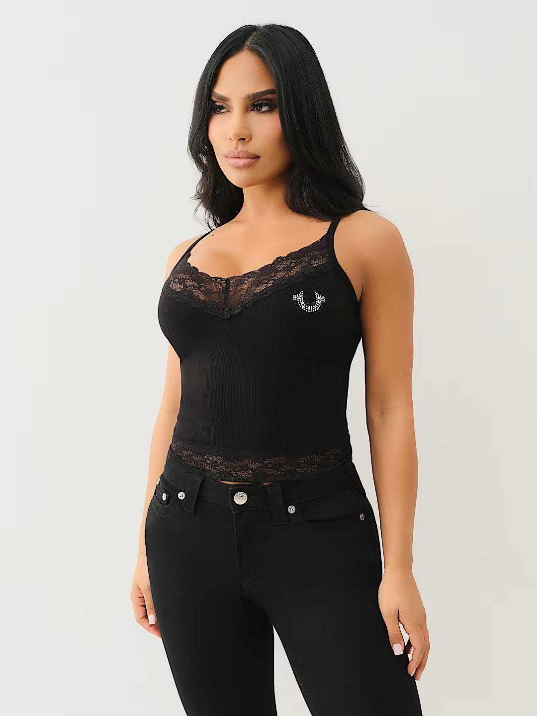 HS CRYSTL EMBROIDERY LACE TANK