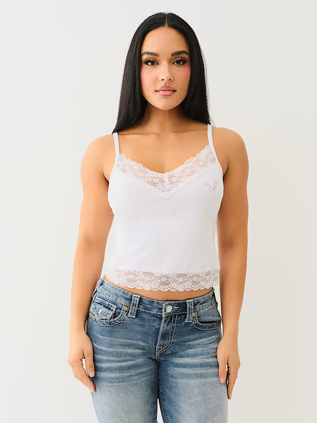 HS CRYSTL EMBROIDERY LACE TANK