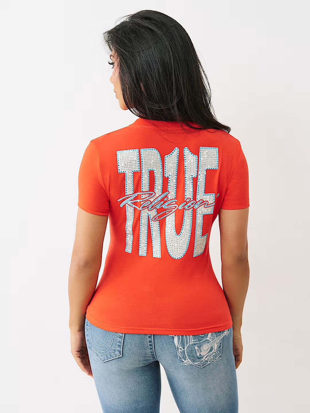 CRYSTAL TR V NECK TEE