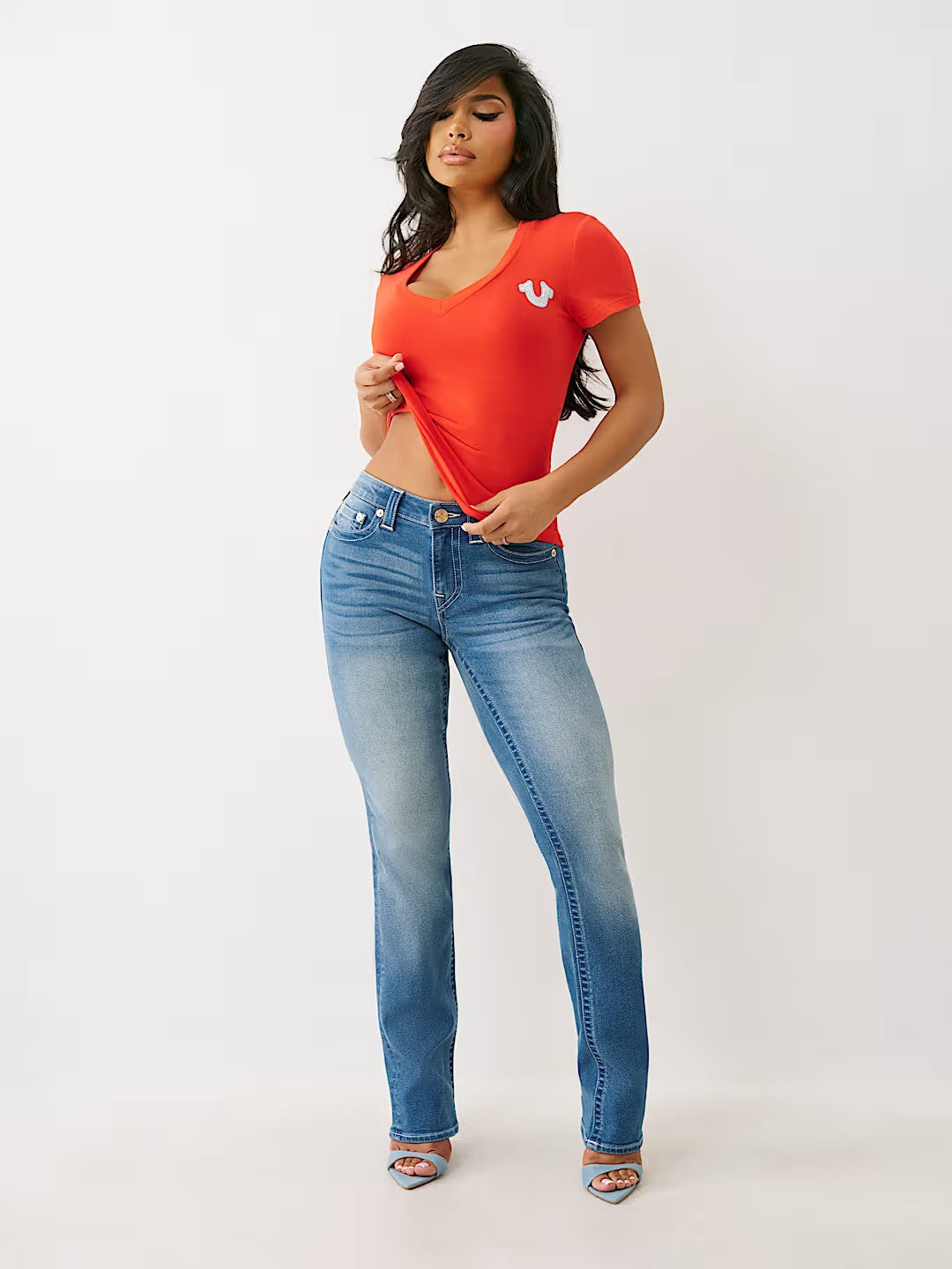 CRYSTAL TR V NECK TEE